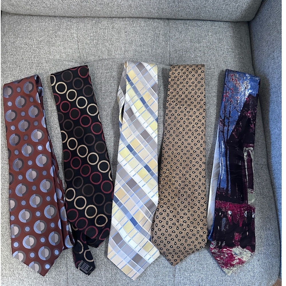 Pack of 5 100% silk ties including a Van Gogh tie